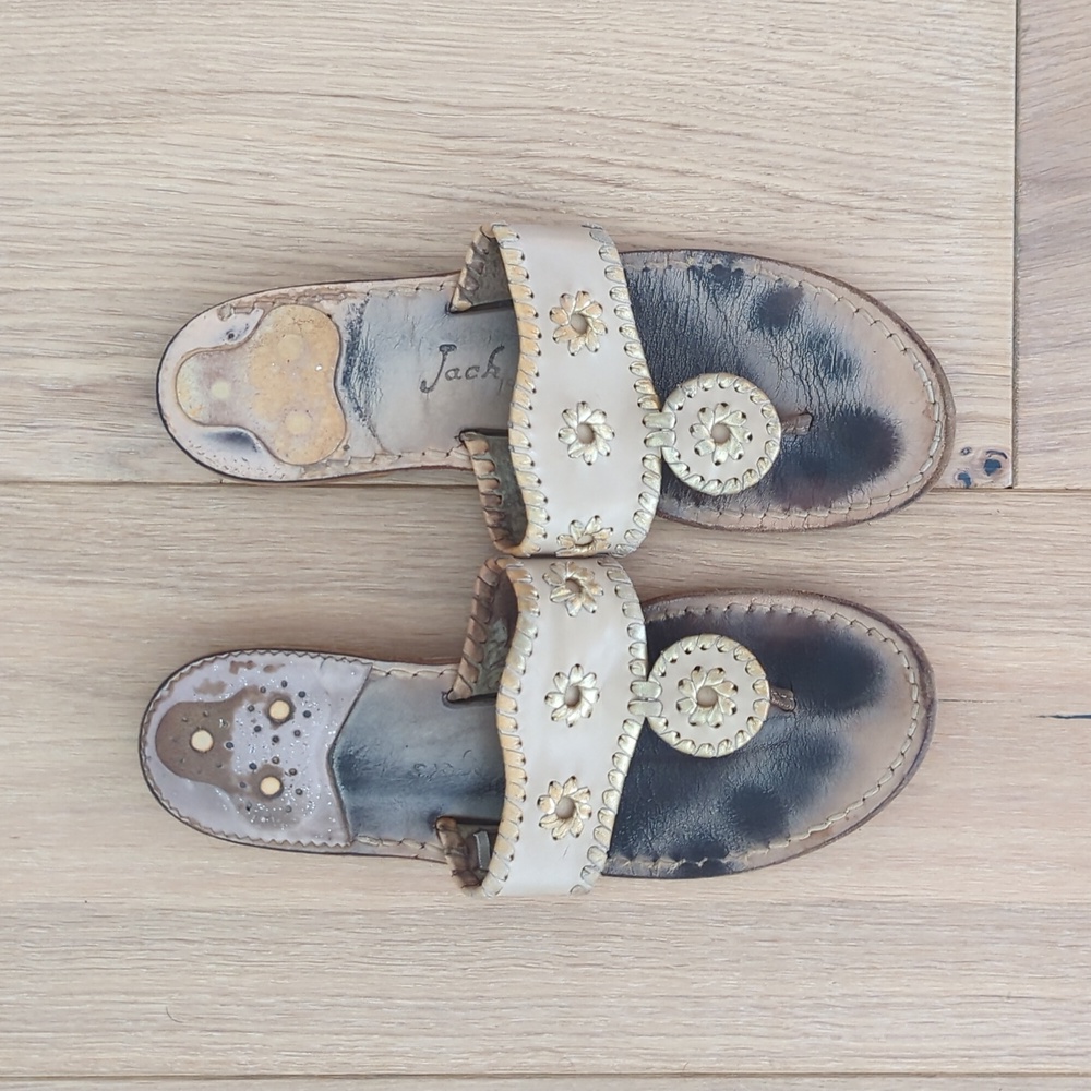 Jack Rogers Leather Sandals in Camel/Gold Size 7M